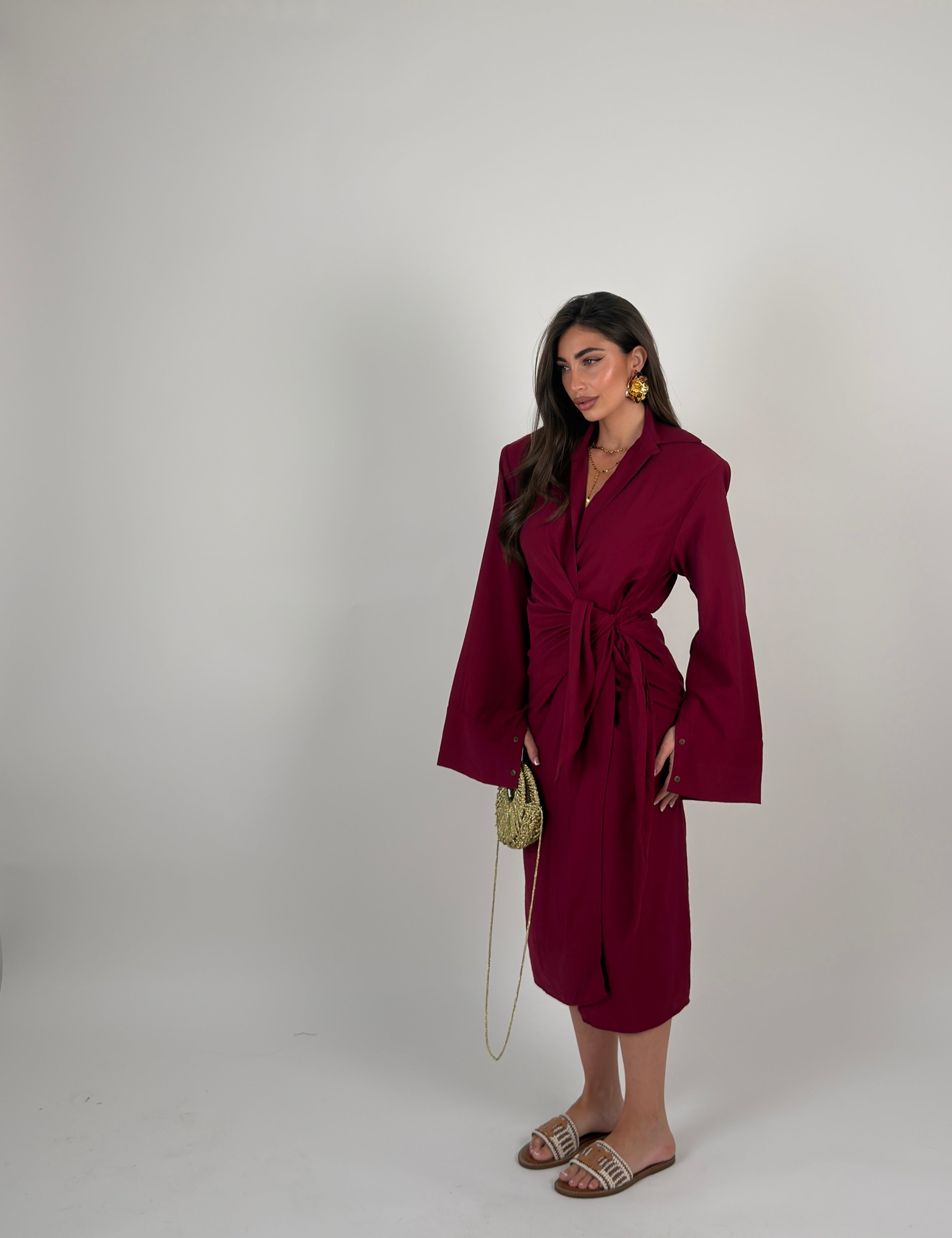 Vestito midi portafoglio semplice