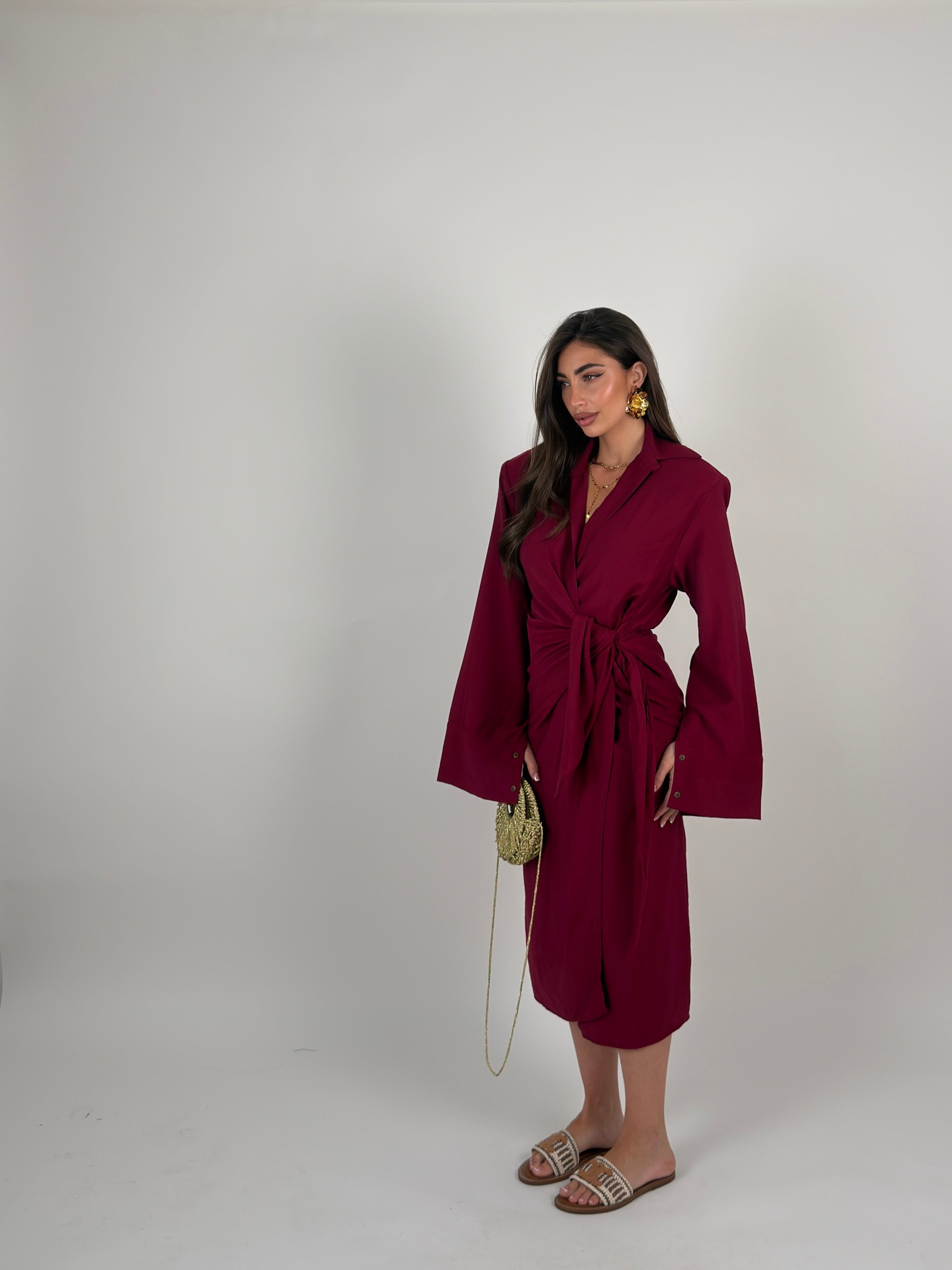 Vestito midi portafoglio semplice