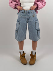 Jorts con brillantini e cinture