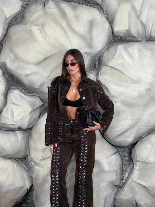 Giacca stringhe velluto