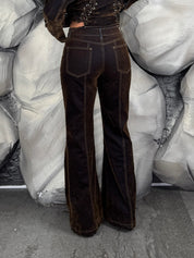 Jeans stringhe velluto