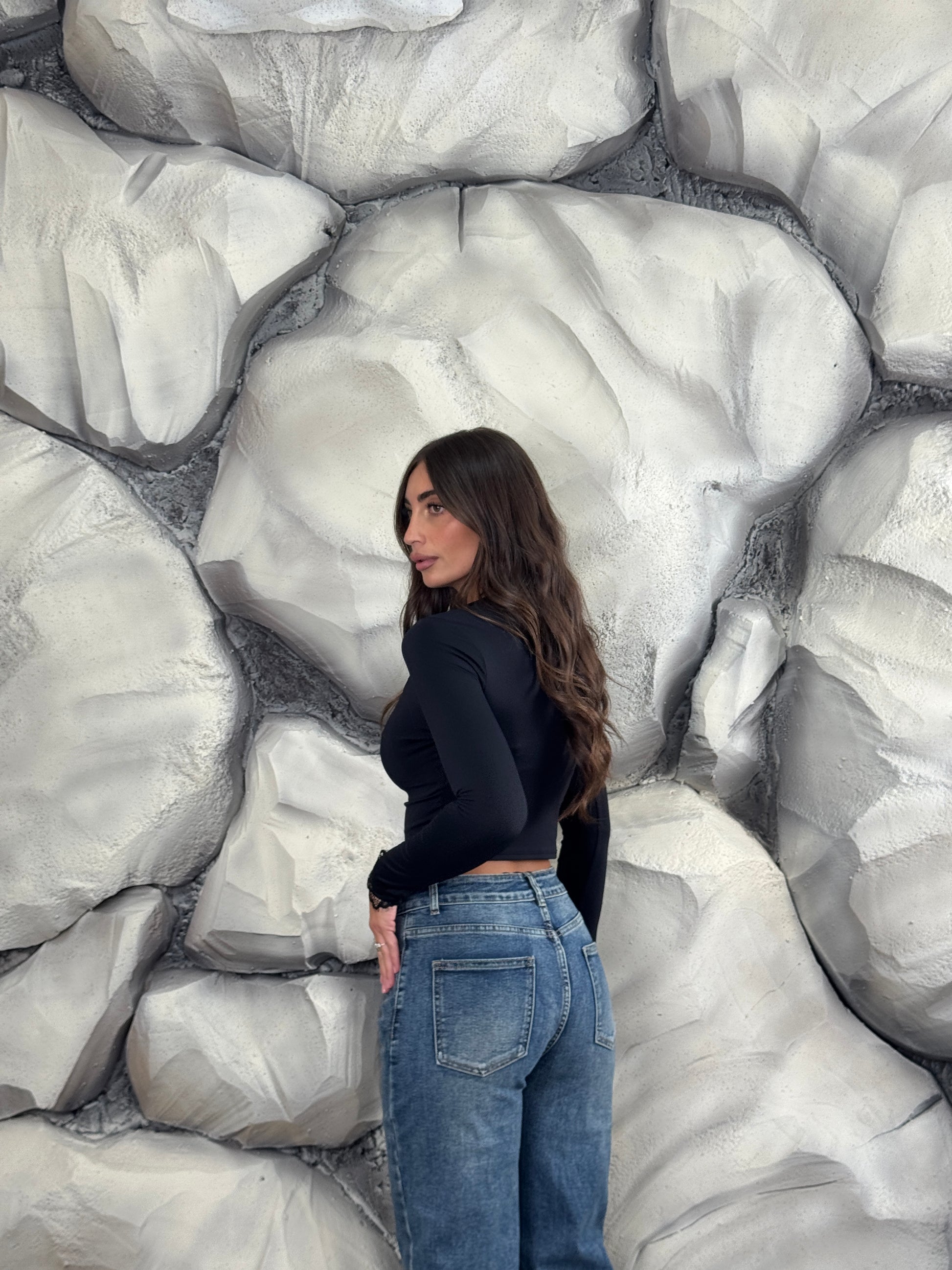 Maglia crop merletto