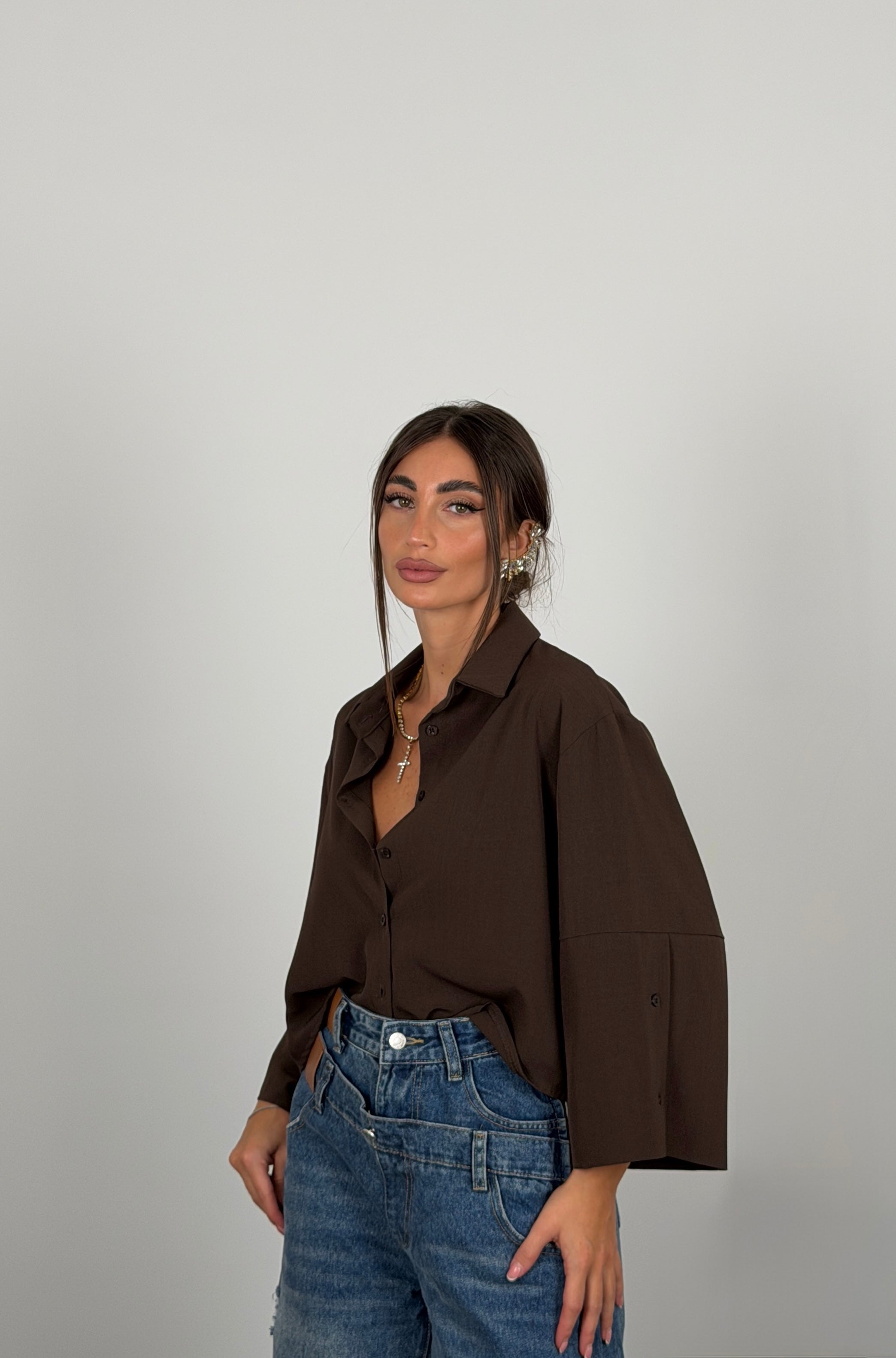 Camicia manica 3/4 con fit over
