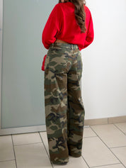 Jeans mimetico con risvolto