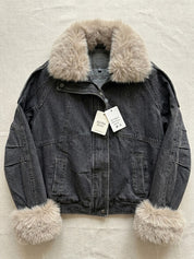 Giacca in denim con pelliccia