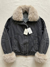 Giacca in denim con pelliccia