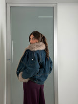Giacca in denim con pelliccia
