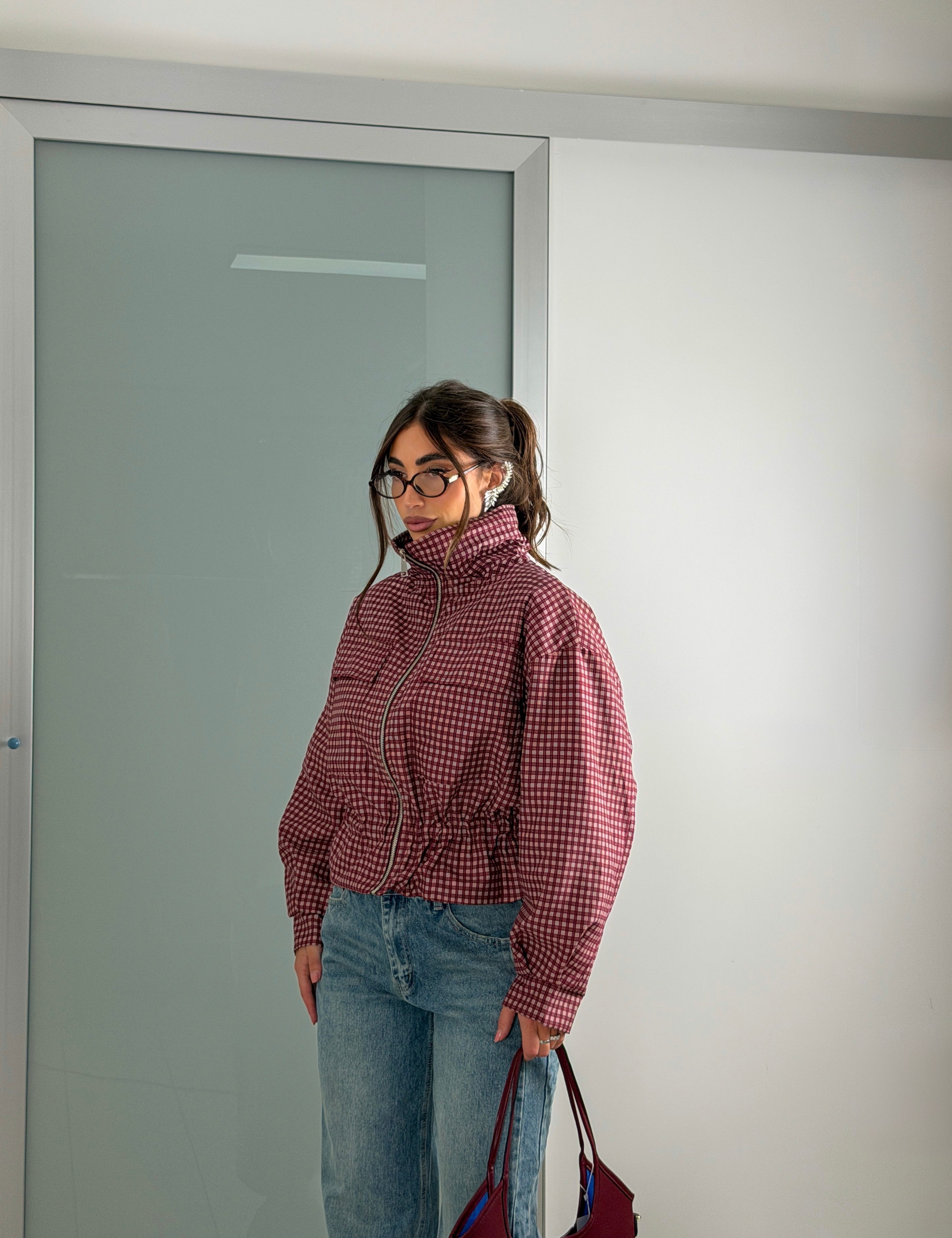 Giacca trench a quadri