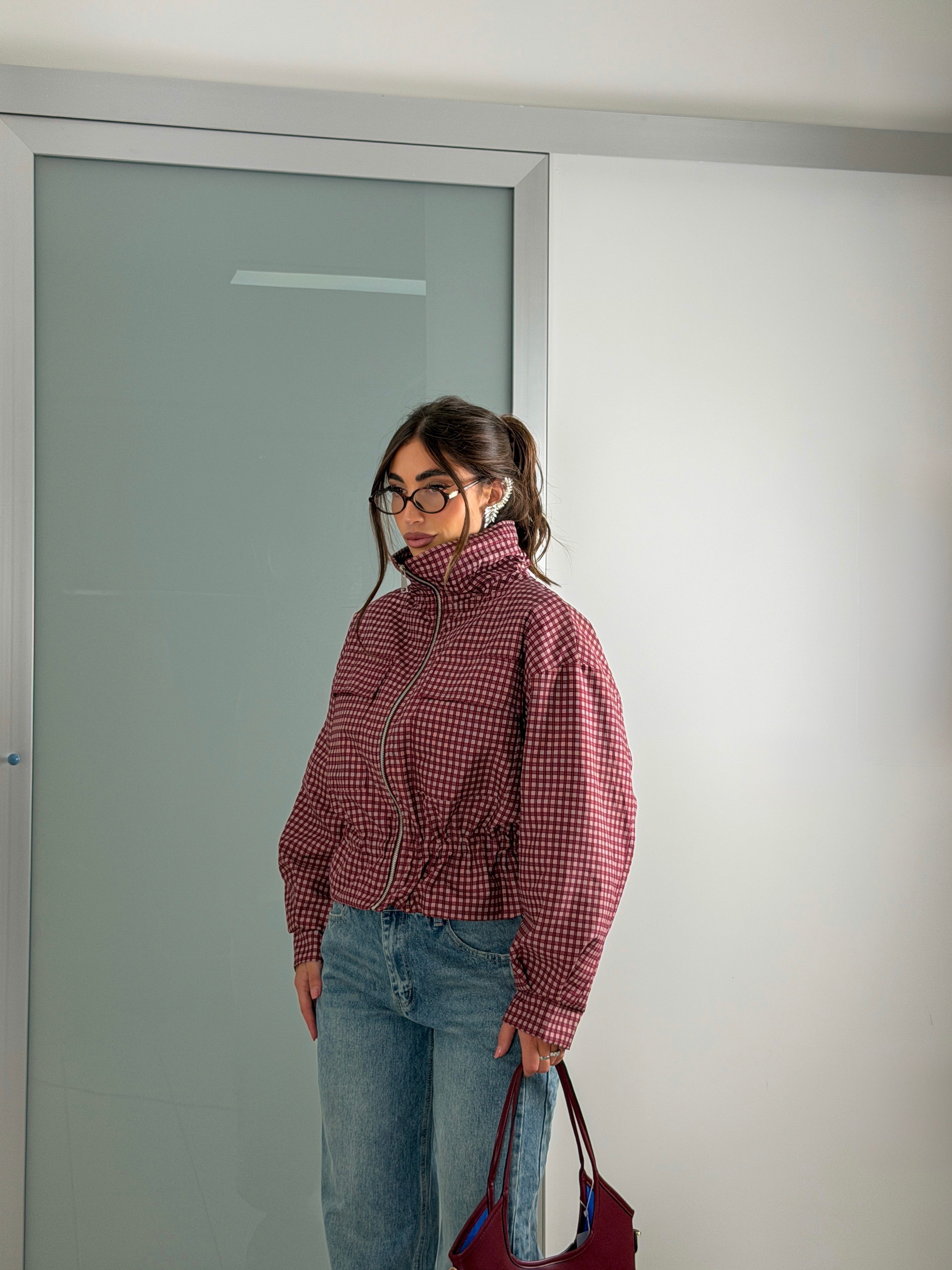 Giacca trench a quadri
