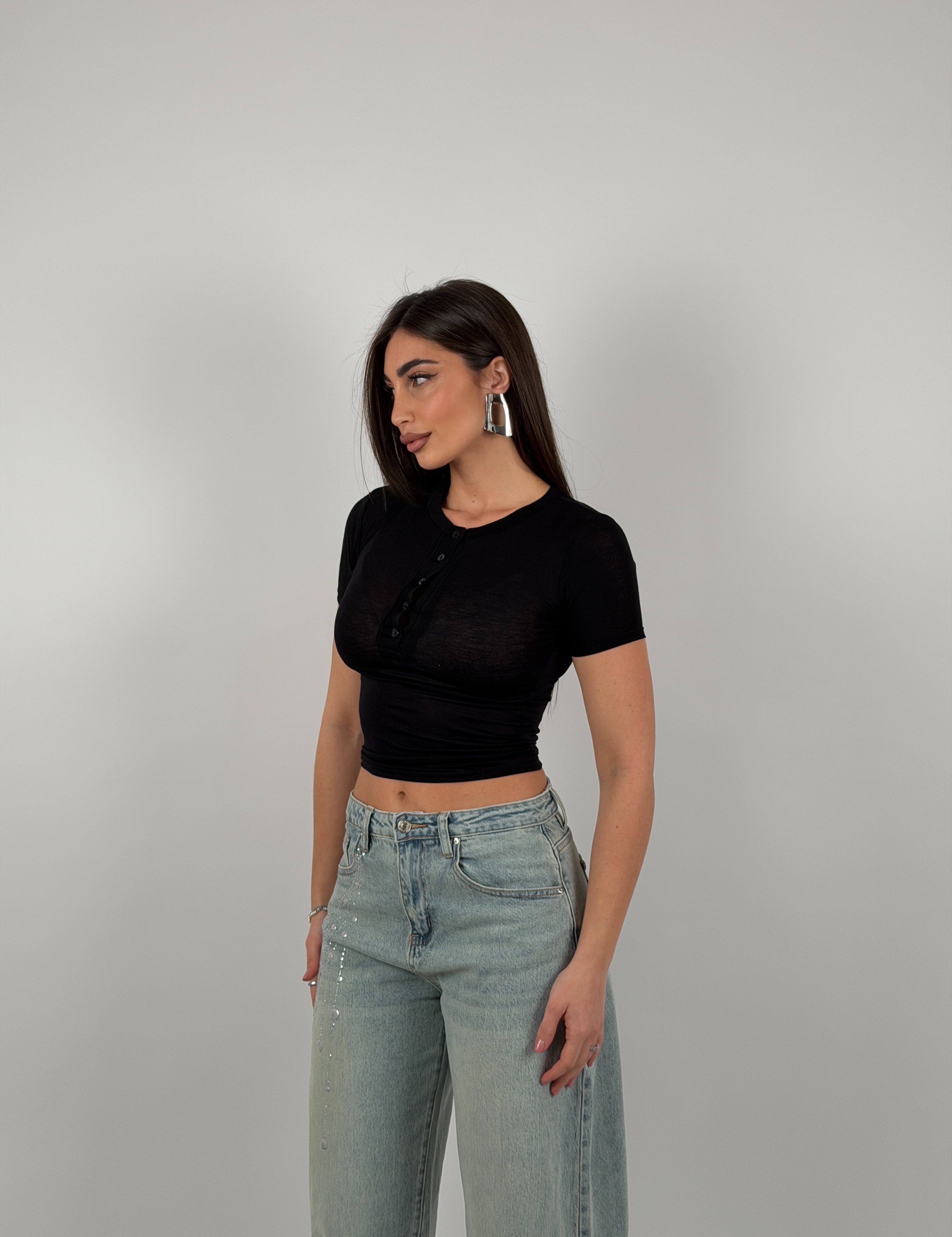 Maglia semivelata con bottoncini