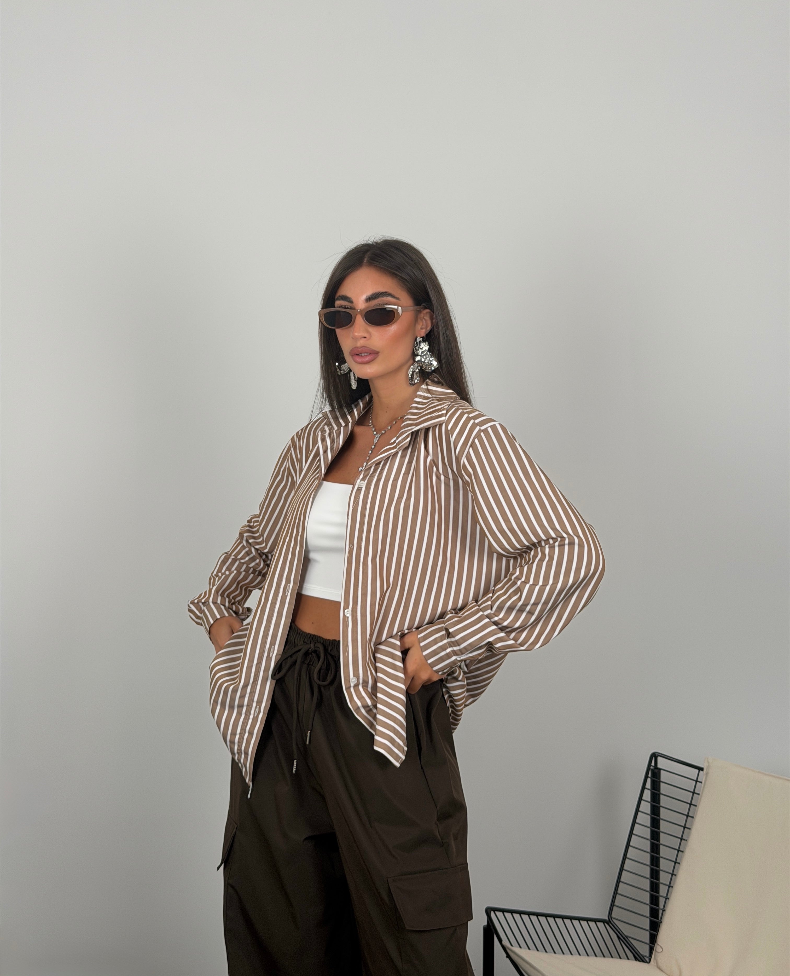 Camicia a righe 100% cotone