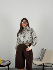 Maglione bandana con zip