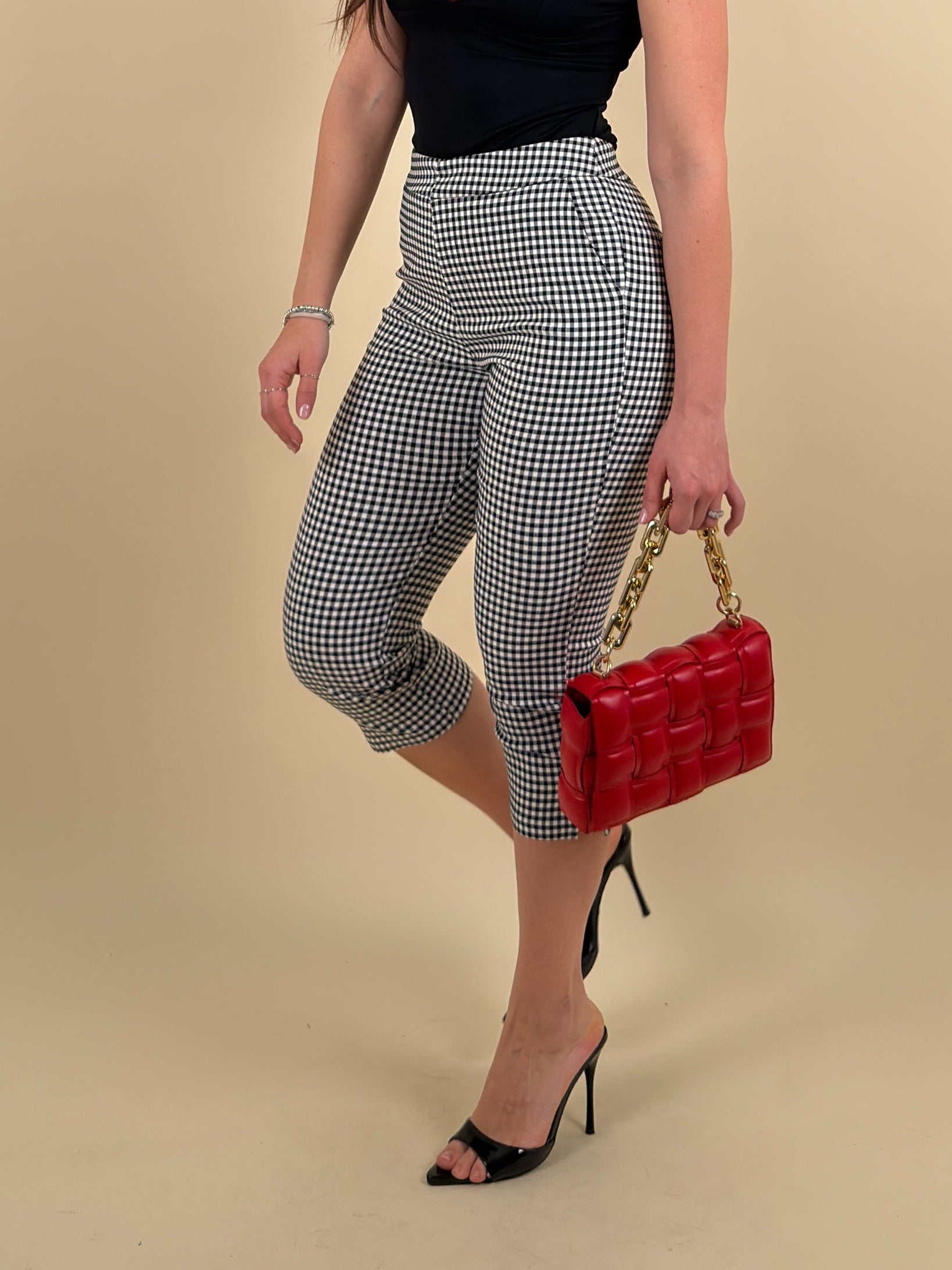 Pantalone quadri 3/4