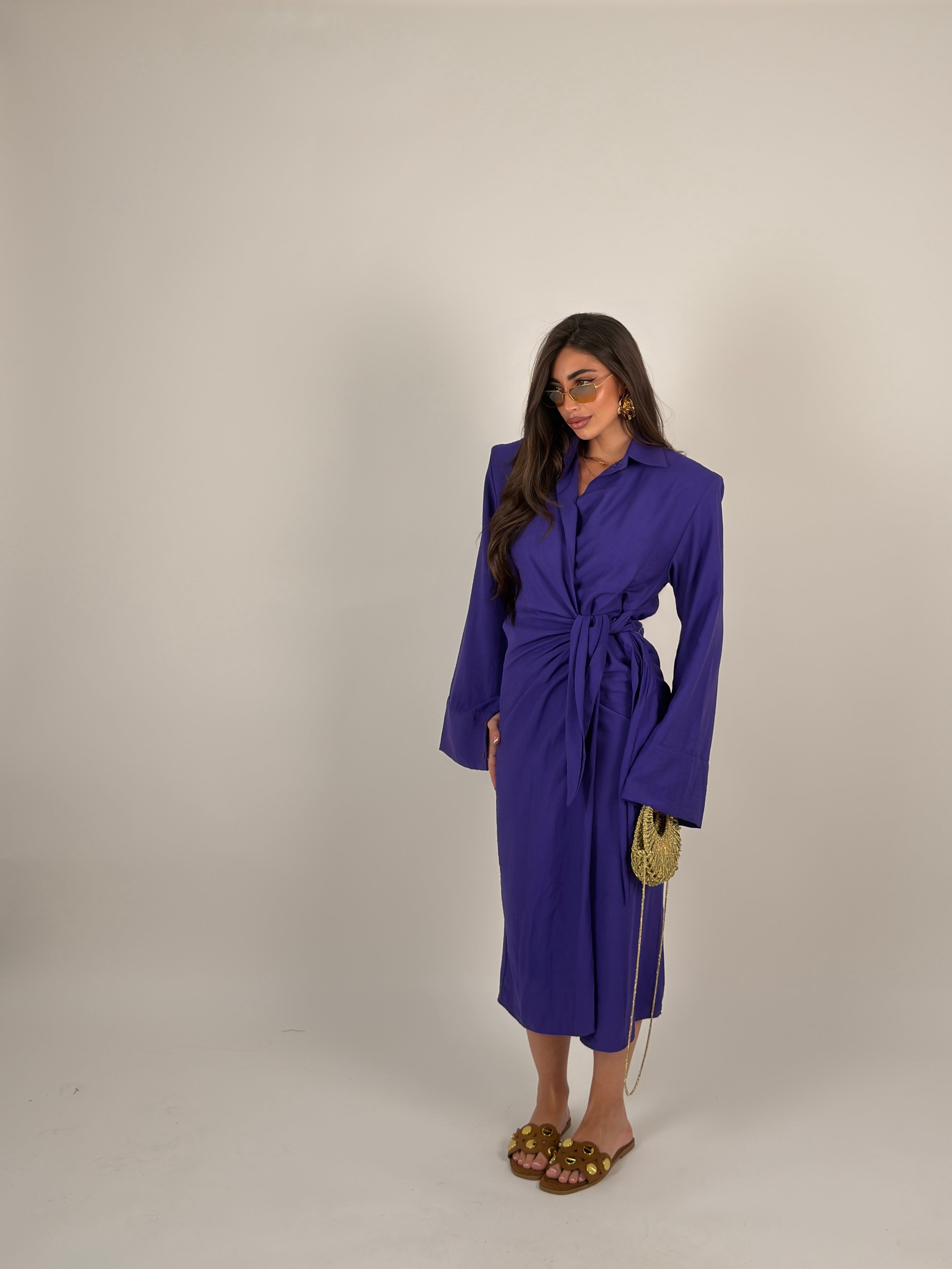 Vestito midi portafoglio semplice