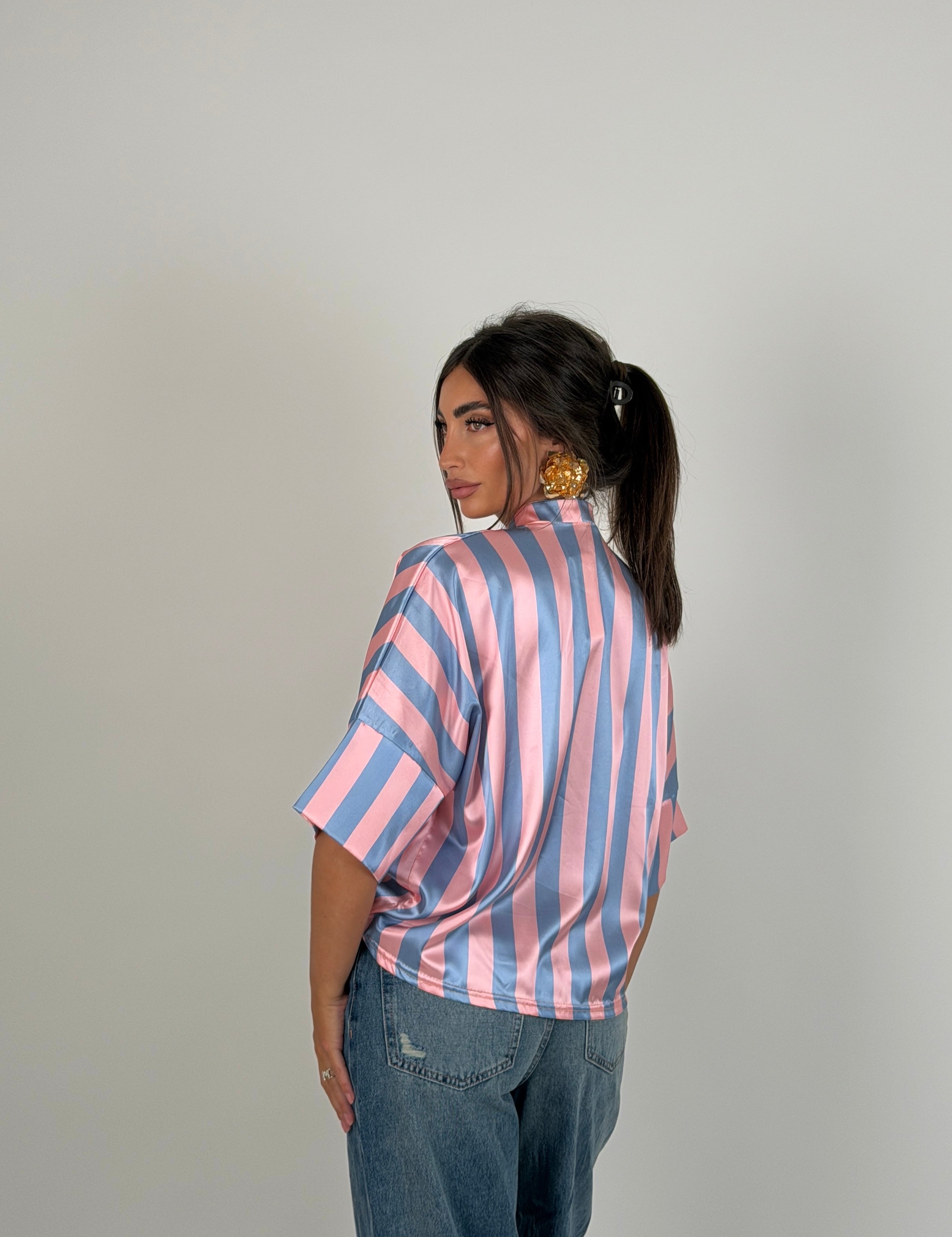Camicia in raso a righe