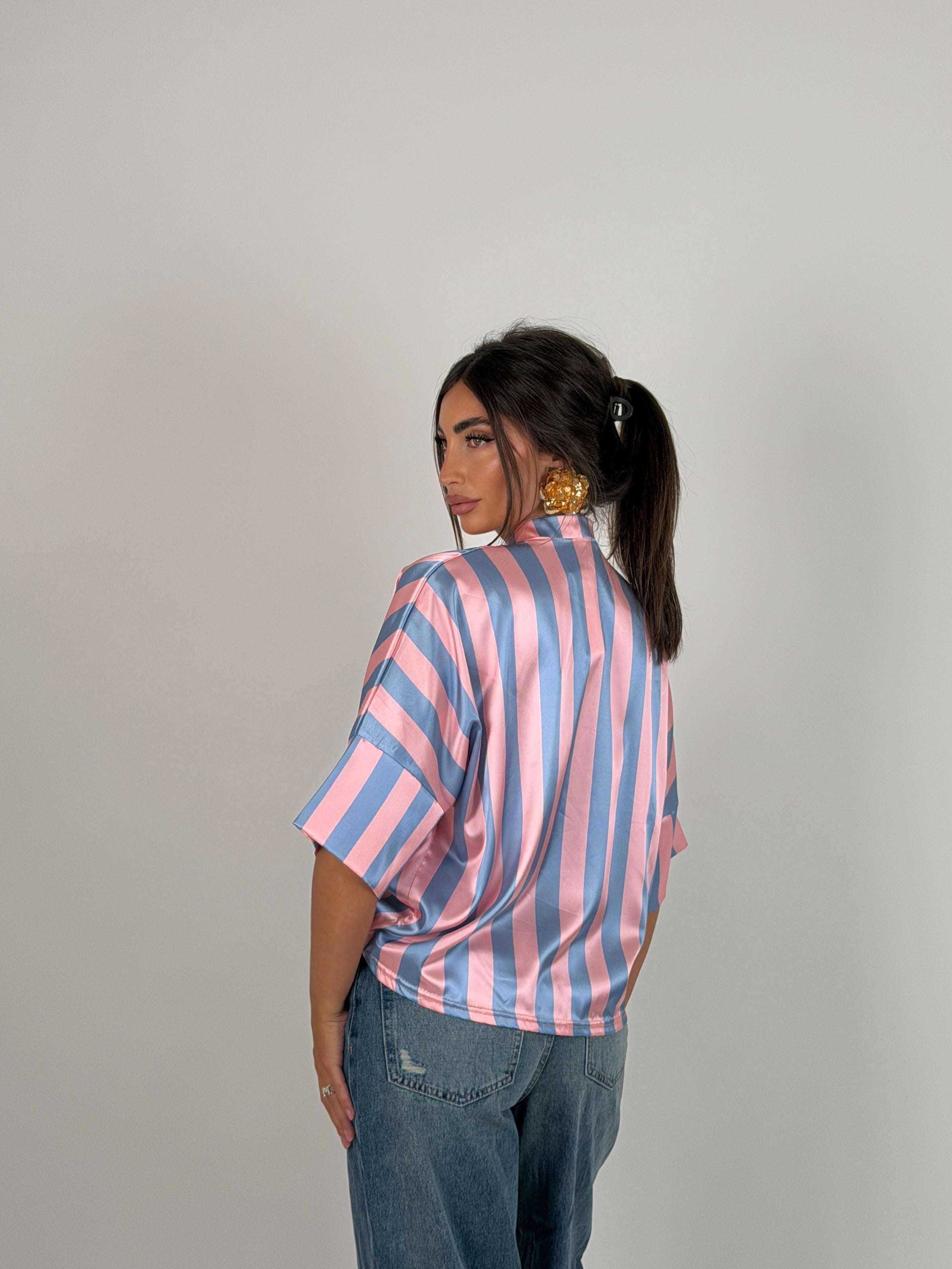 Camicia in raso a righe