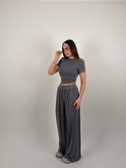 Completo in maglia a costine mezza manica