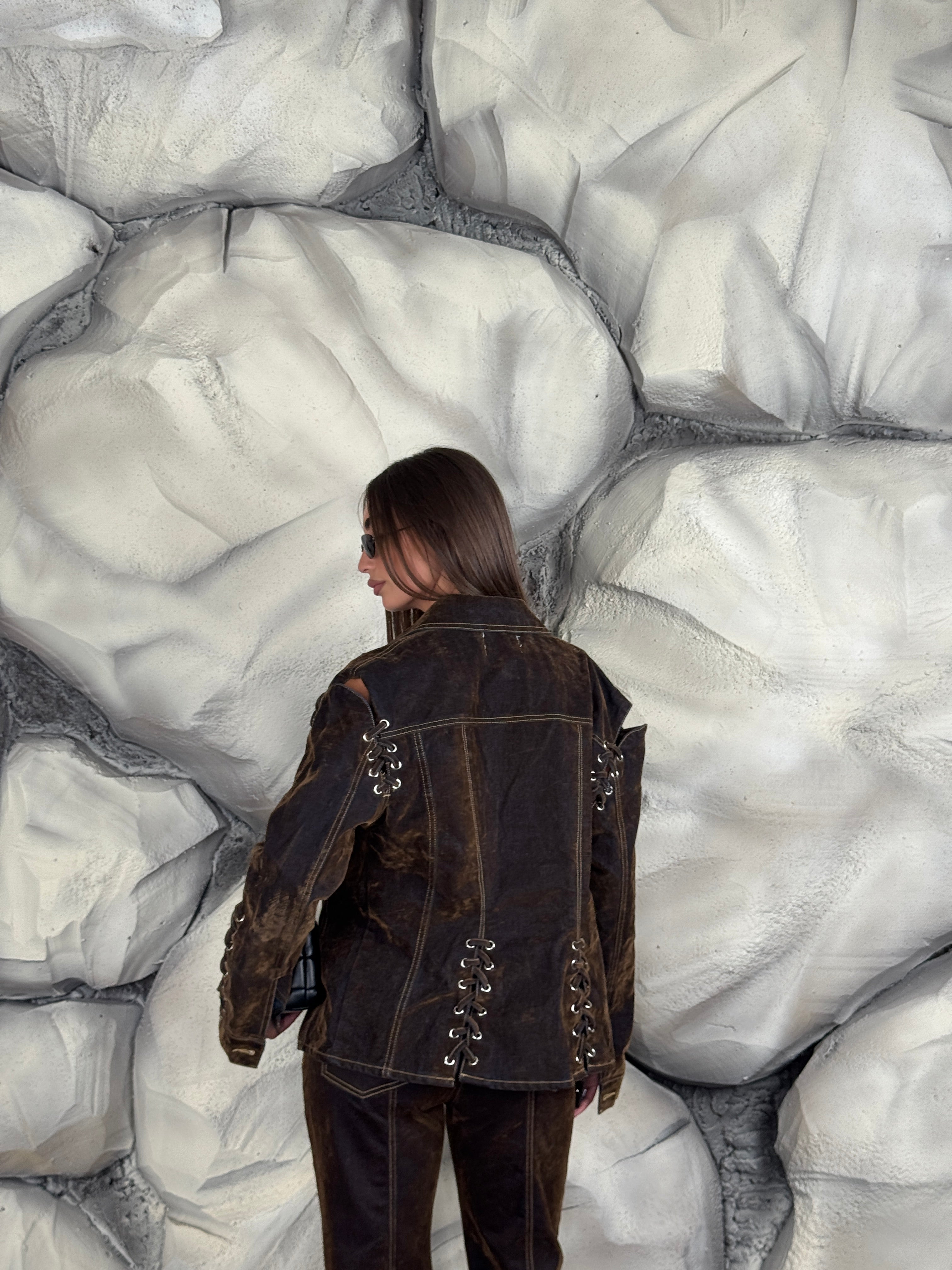 Giacca stringhe velluto