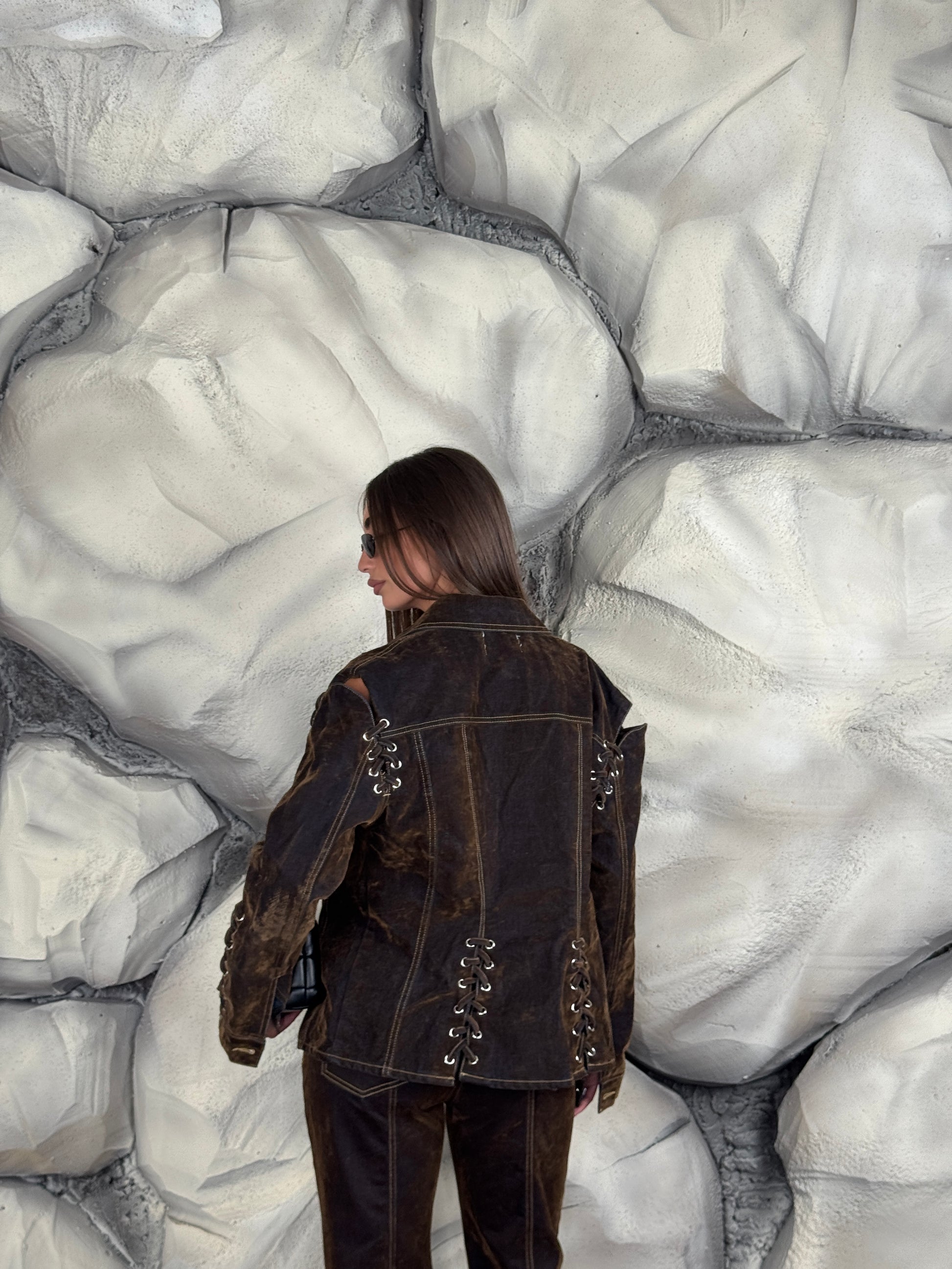 Giacca stringhe velluto