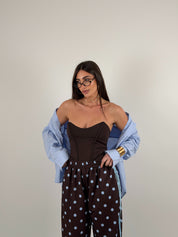 Top in lycra a fascia steccato