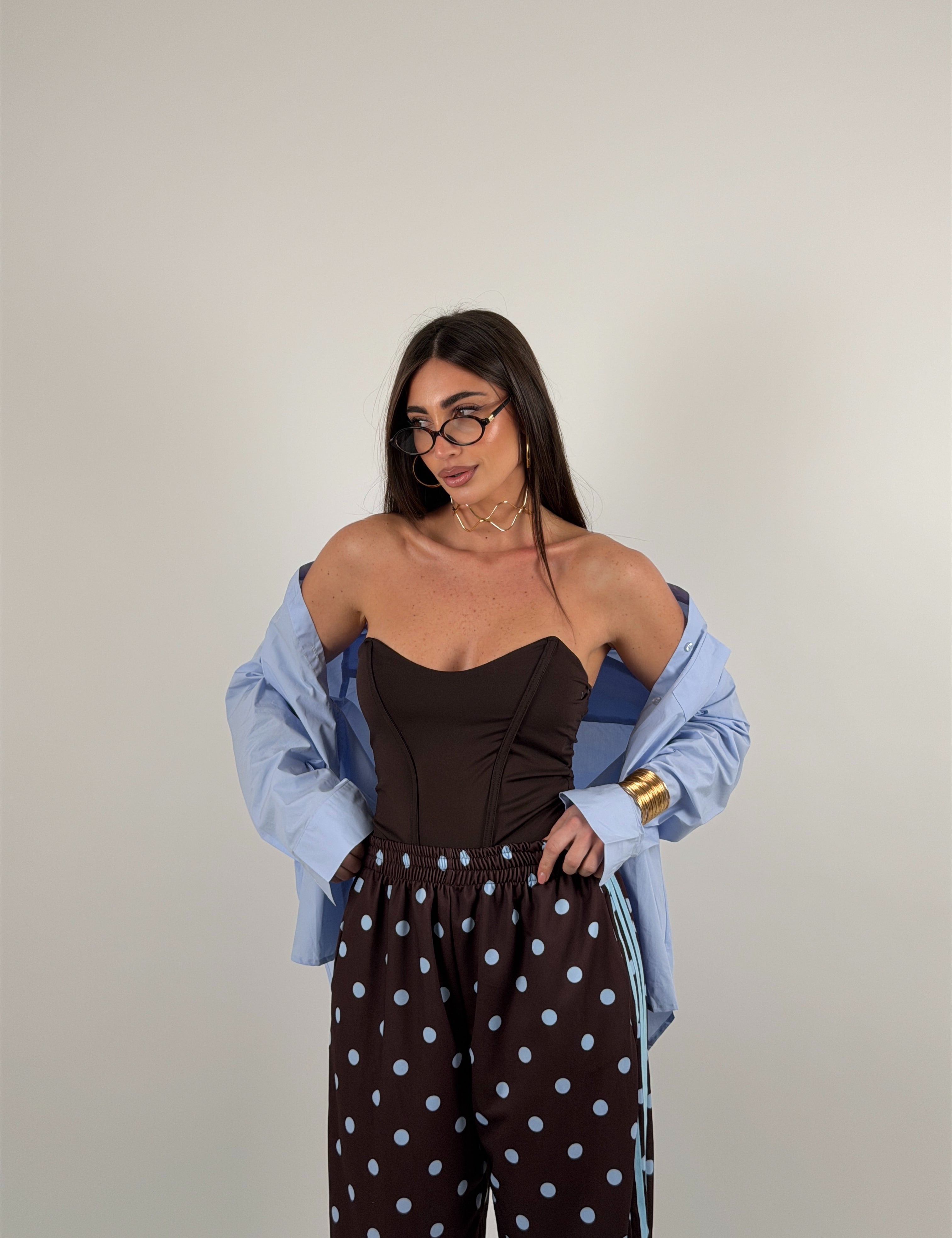 Top in lycra a fascia steccato