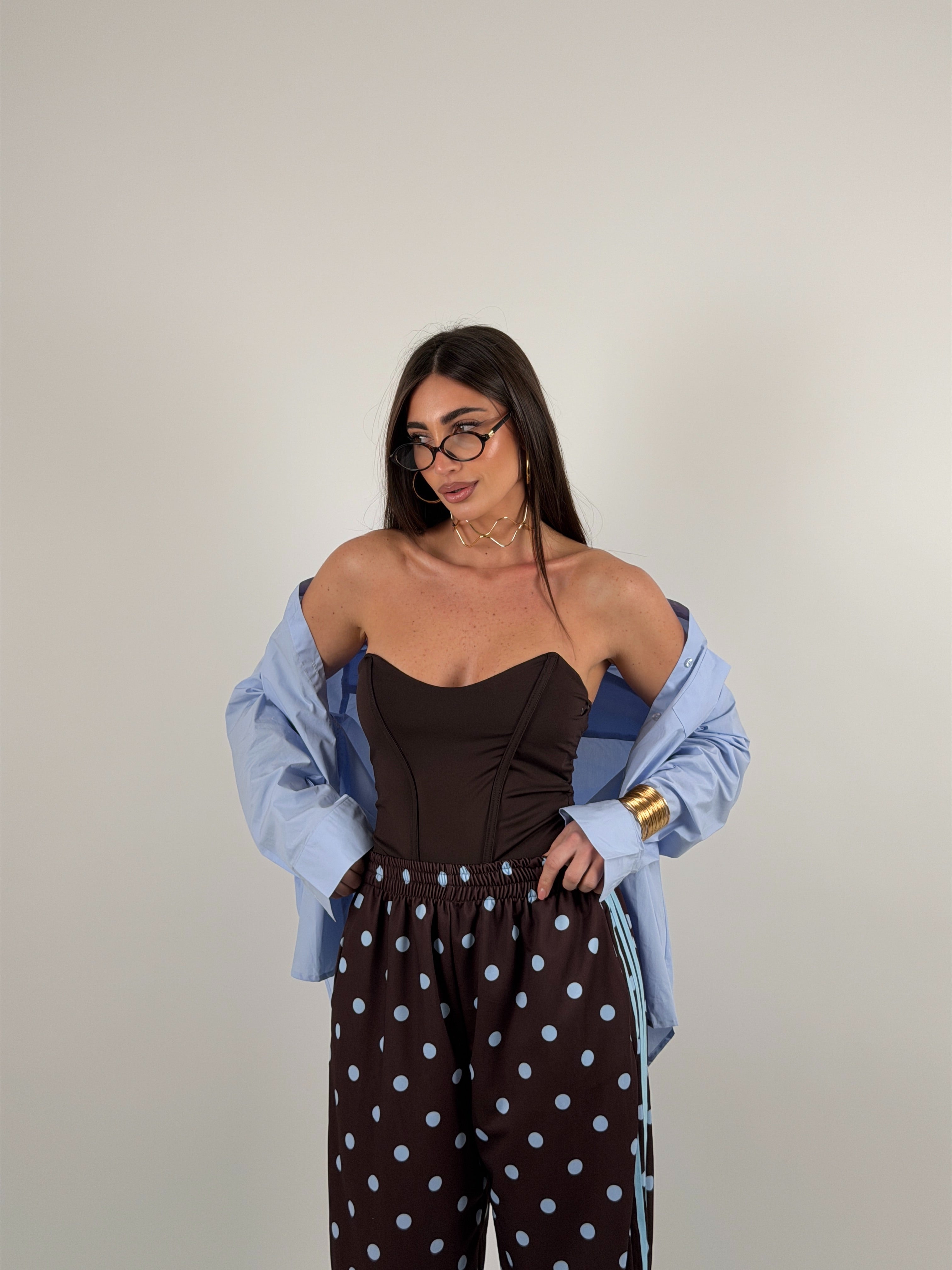 Top in lycra a fascia steccato
