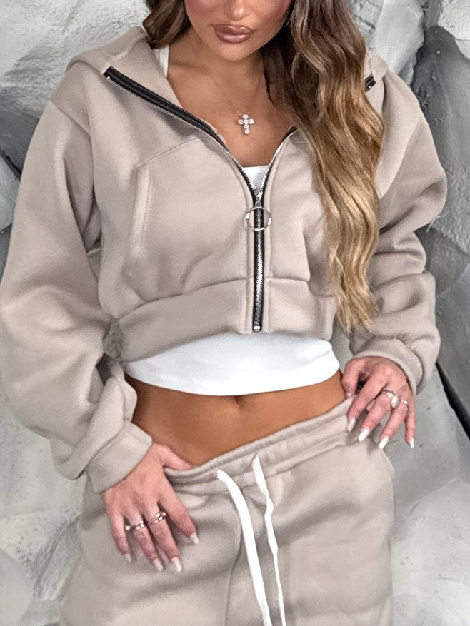 Felpa zip crop