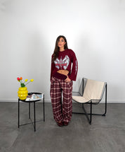 Pantalone quadri con risvolto
