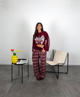 Pantalone quadri con risvolto