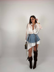 Gonna con tessuto trasversale