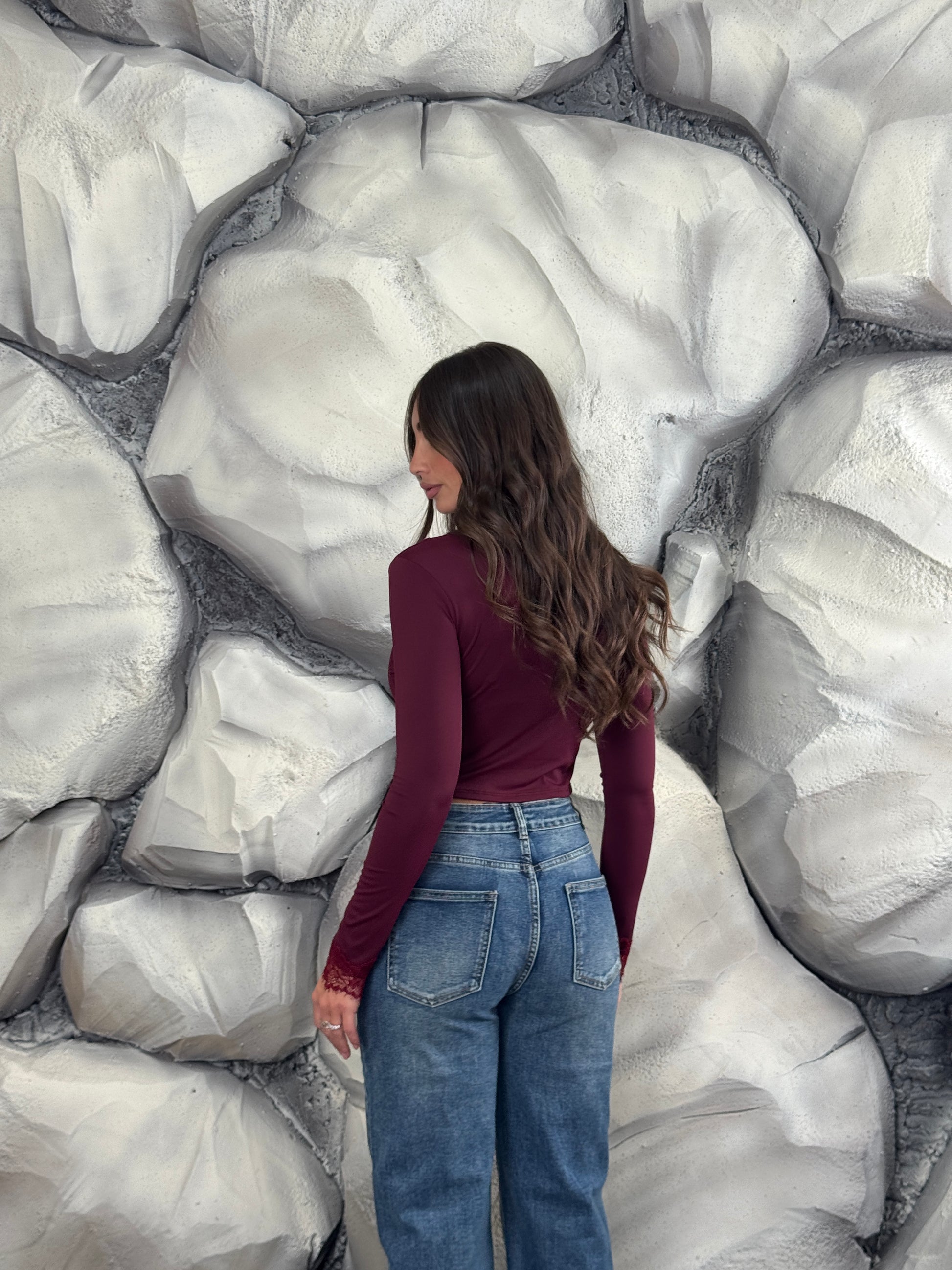 Maglia crop merletto