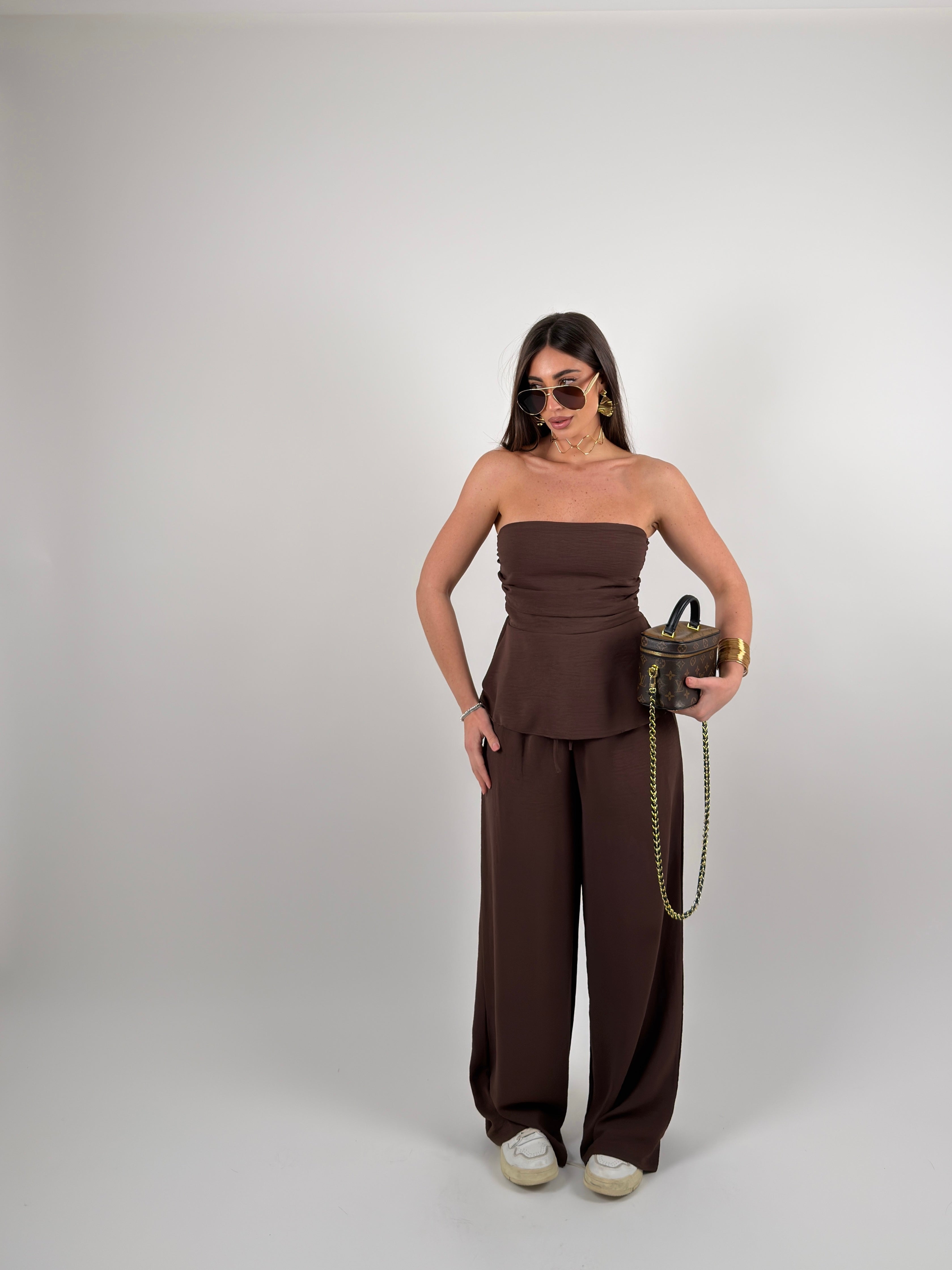 Completo top fascia e pantalone palazzo