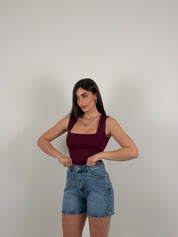 Body giromanica scollo quadrato