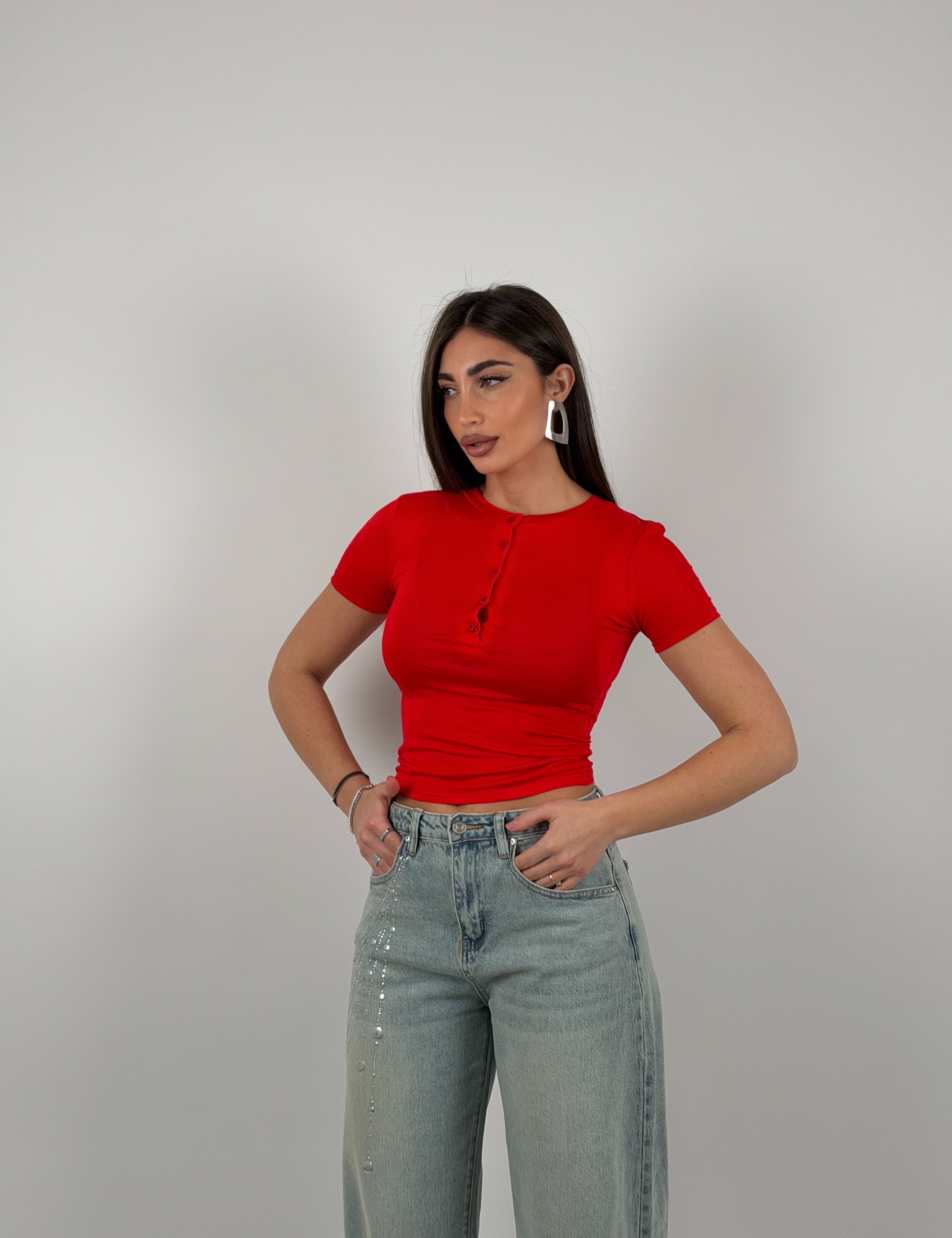 Maglia semivelata con bottoncini