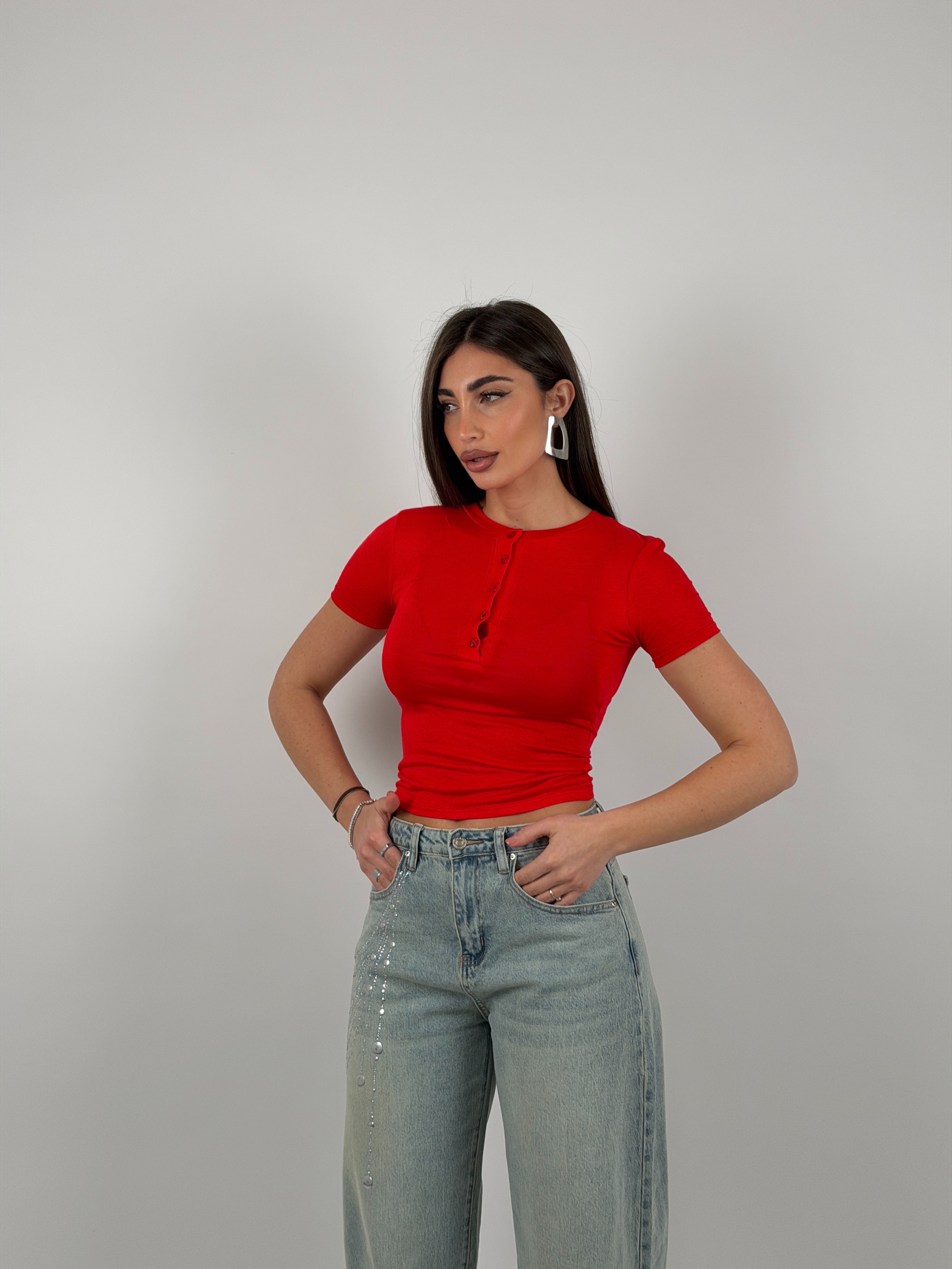 Maglia semivelata con bottoncini