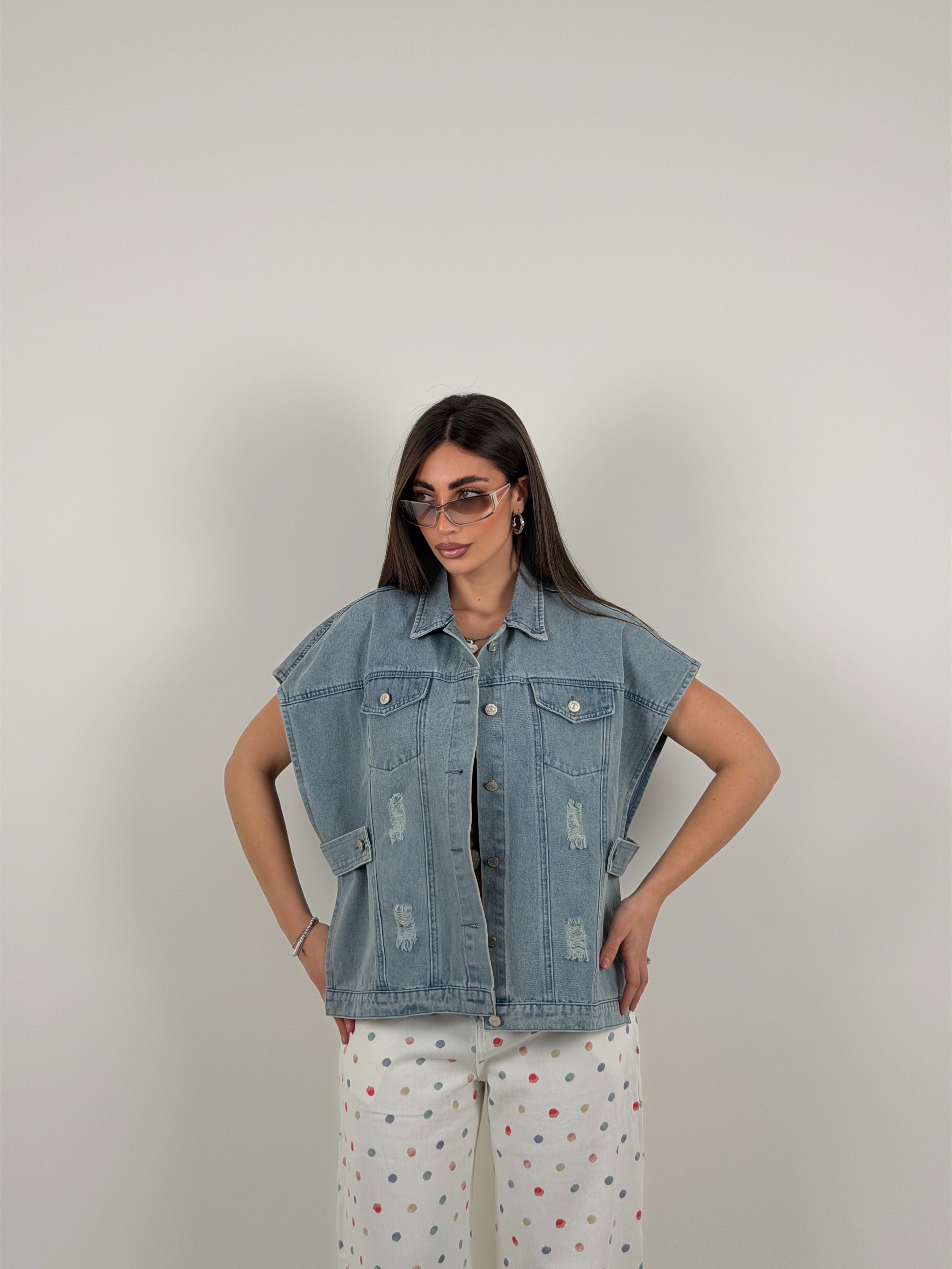 Gilet lungo, aperto sul lato