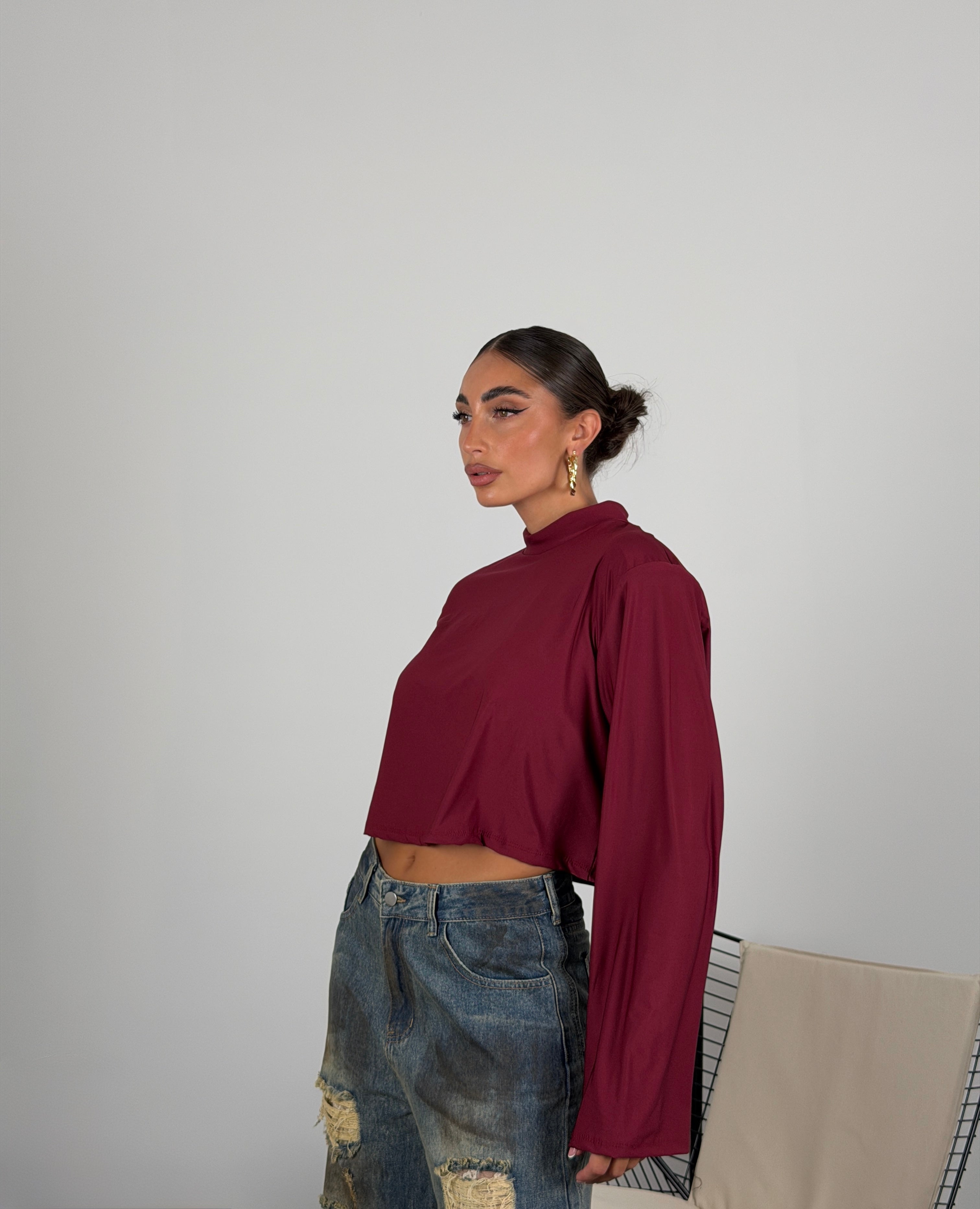 Maglia semplice crop in lycra