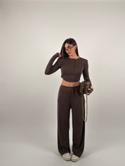 Completo a costine con spalline e bottoncini