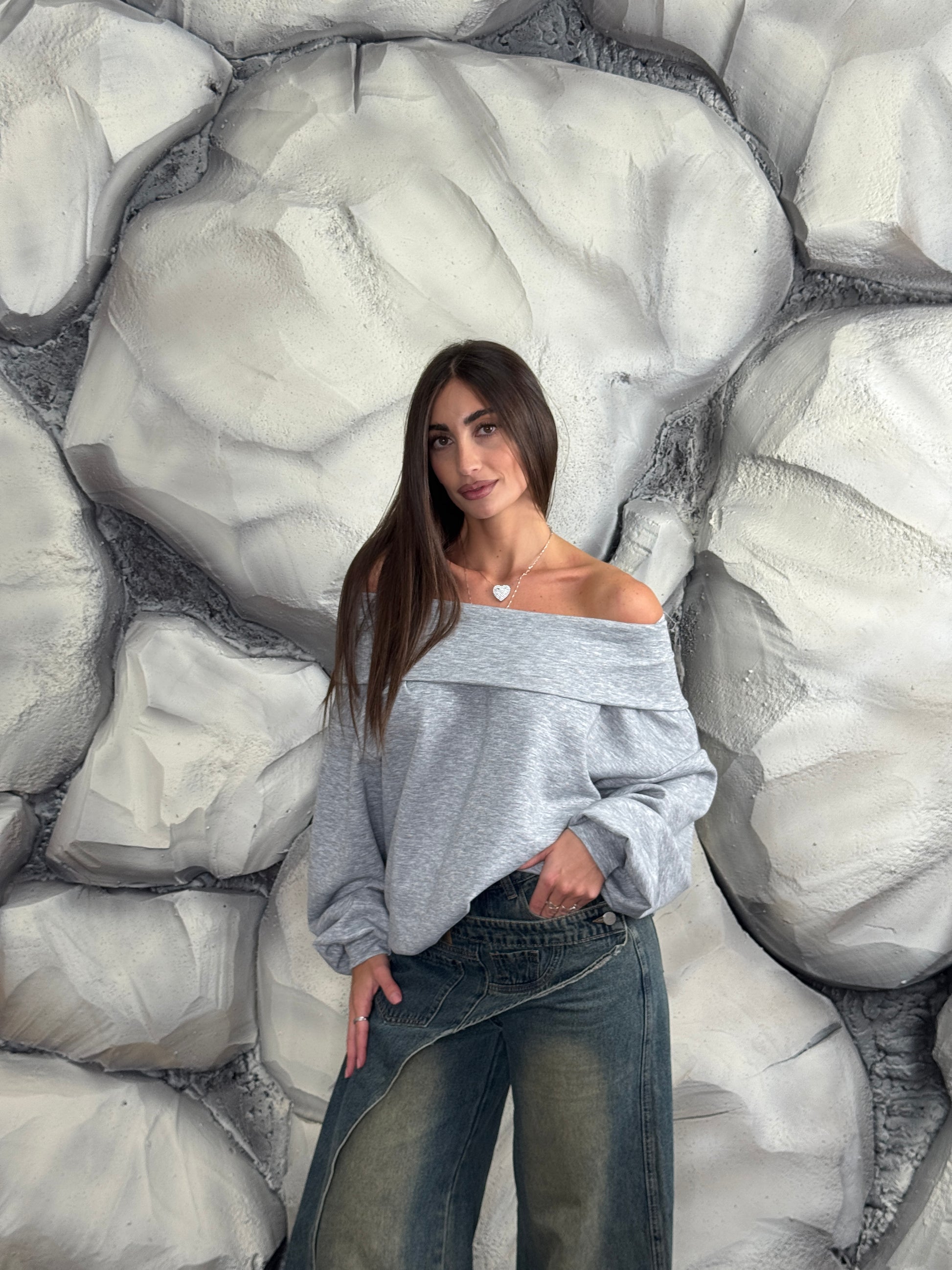 Felpa scollo a barca