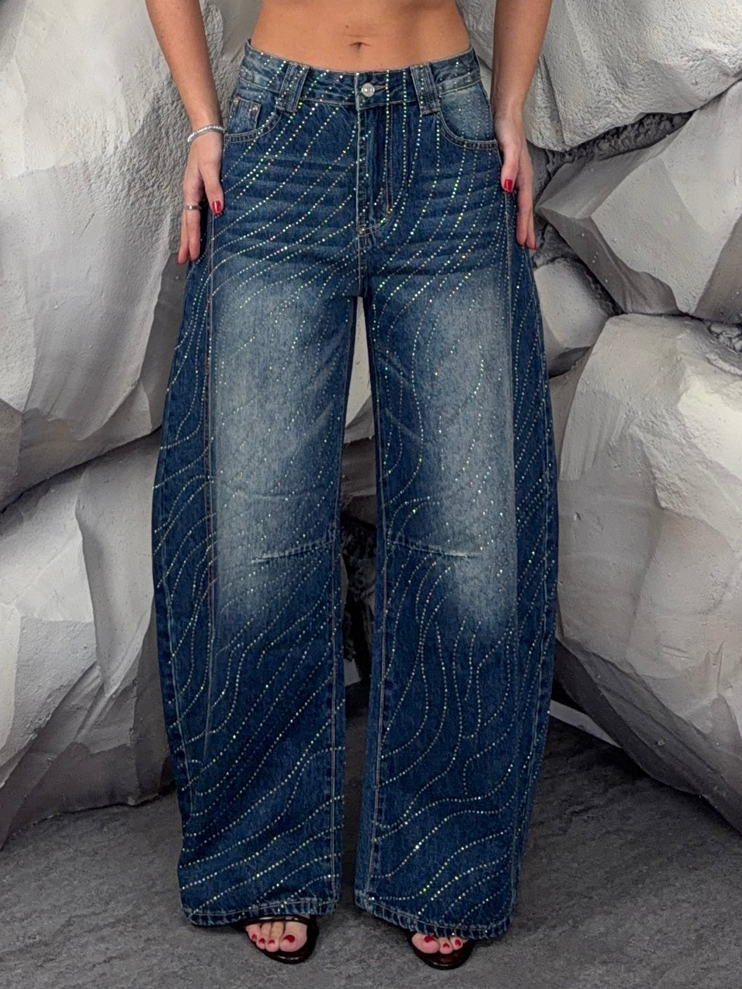 Jeans Waves Shine blue