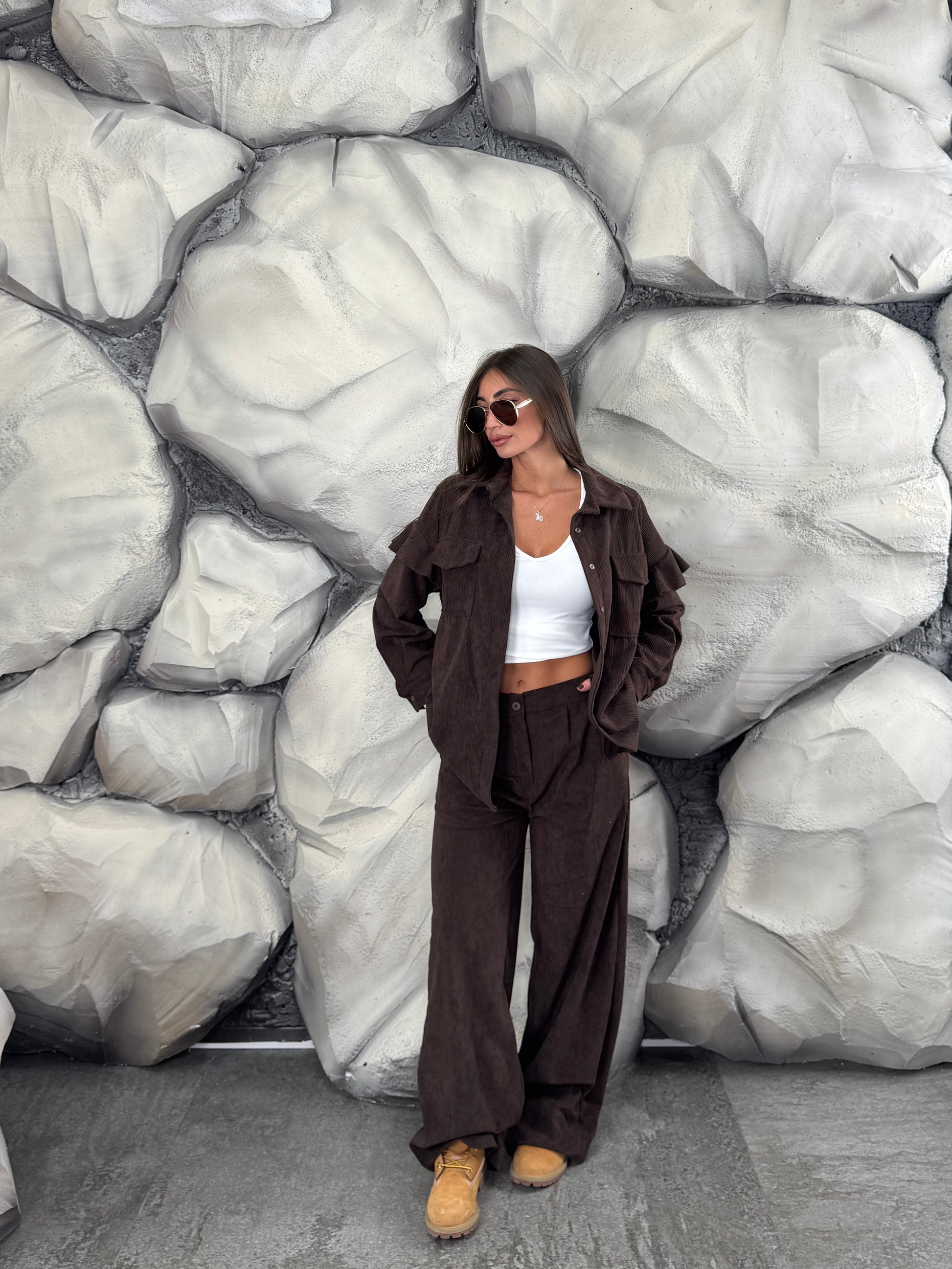 Completo camicia e pantalone in velluto