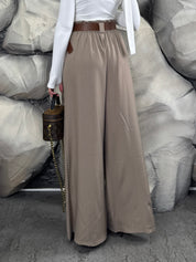 Pantalone con cintura in ecopelle