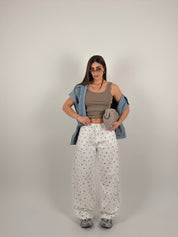 Jeans pois base bianca