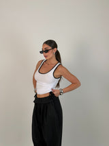 Top bicolor con laccetti