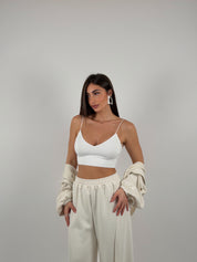 Top in lycra foderato, scollo V