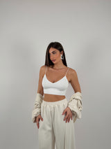 Top in lycra foderato, scollo V