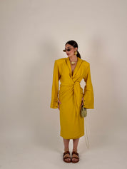 Vestito midi portafoglio semplice