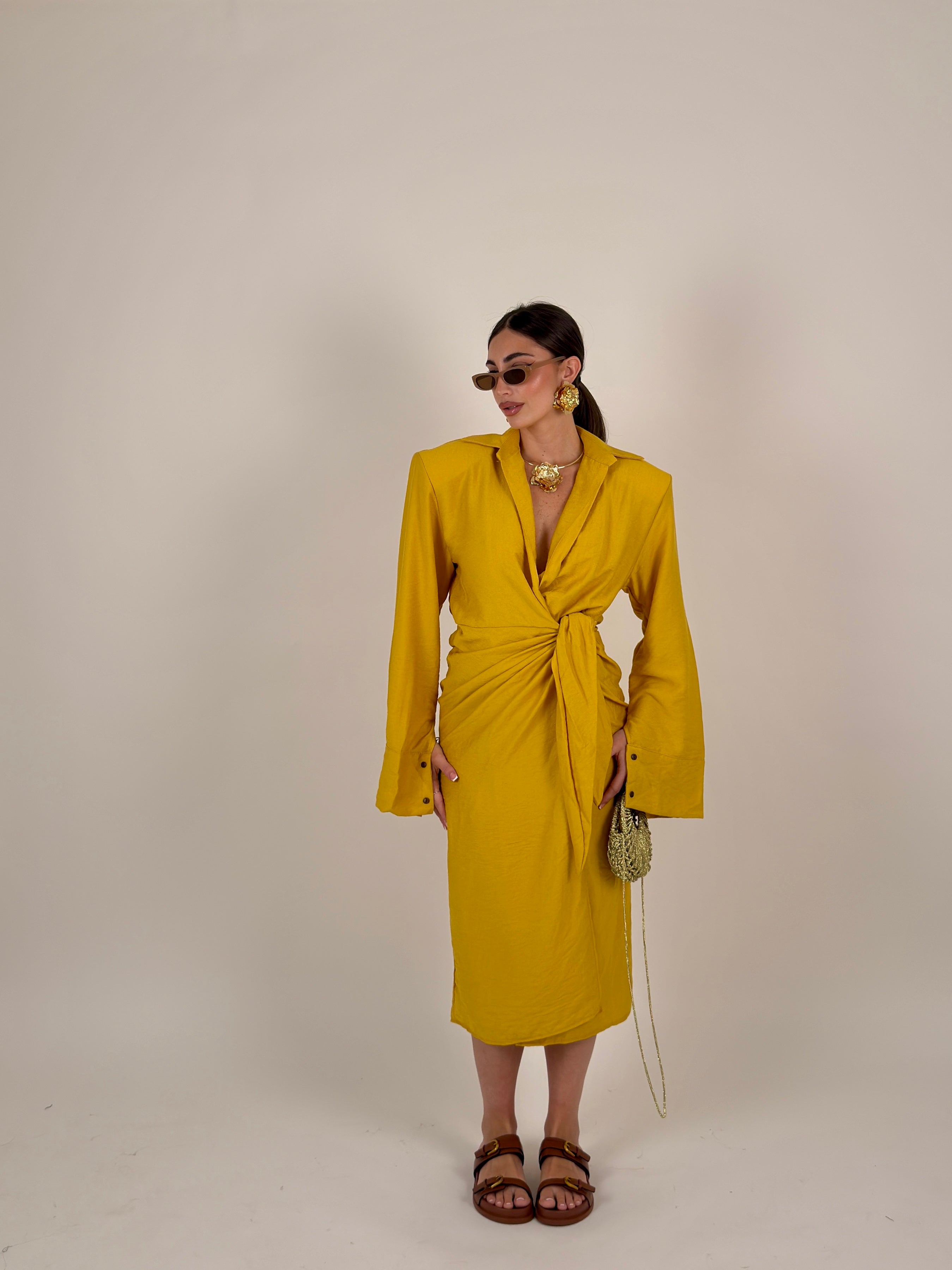Vestito midi portafoglio semplice