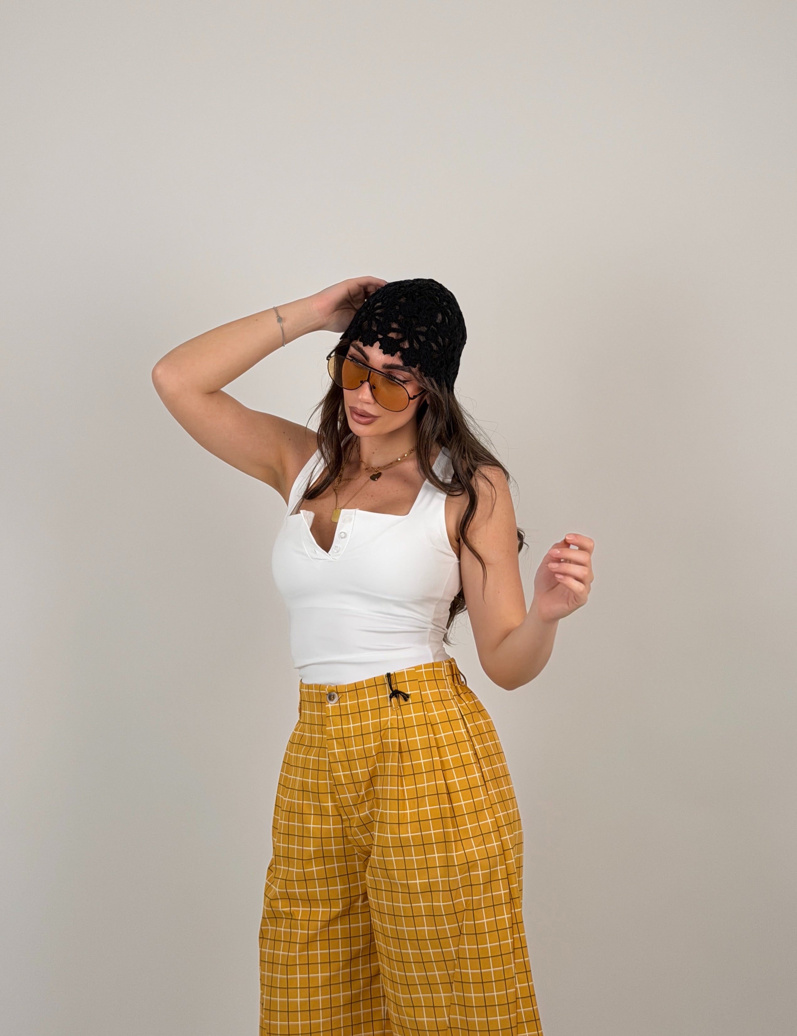 Body scollo quadrato con bottoncini