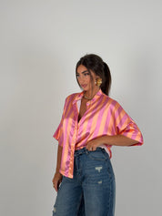 Camicia in raso a righe